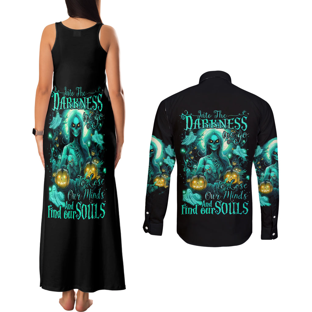 witch-skull-couples-matching-tank-maxi-dress-and-long-sleeve-button-shirts-into-darkness-to-lose-our-mind-and-find-our-souls