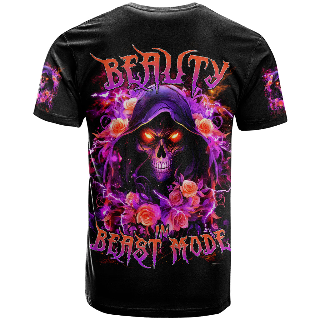 Rose Skull T Shirt Beasuty In Beast Mode