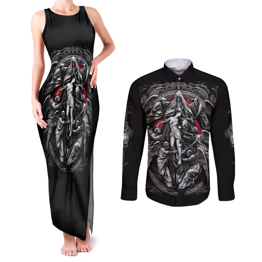 skull-couples-matching-tank-maxi-dress-and-long-sleeve-button-shirts-ethereal-reapers-skull-faced-death-angels