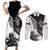 skull-couples-matching-short-sleeve-bodycon-dress-and-long-sleeve-button-shirts-riding-motocycle