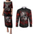 skull-couples-matching-puletasi-dress-and-long-sleeve-button-shirts-bloody-skull-scream