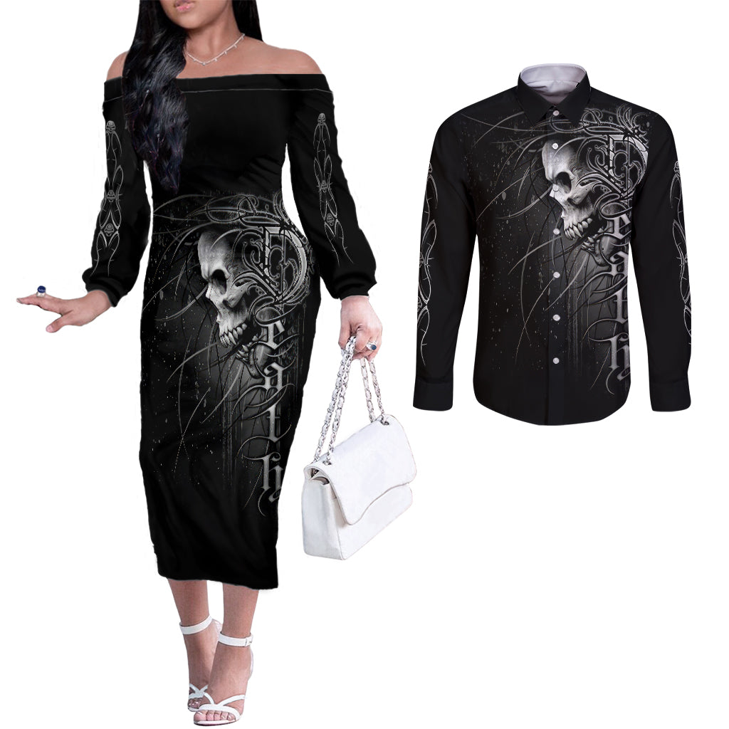 skull-couples-matching-off-the-shoulder-long-sleeve-dress-and-long-sleeve-button-shirts-skull-death-forever