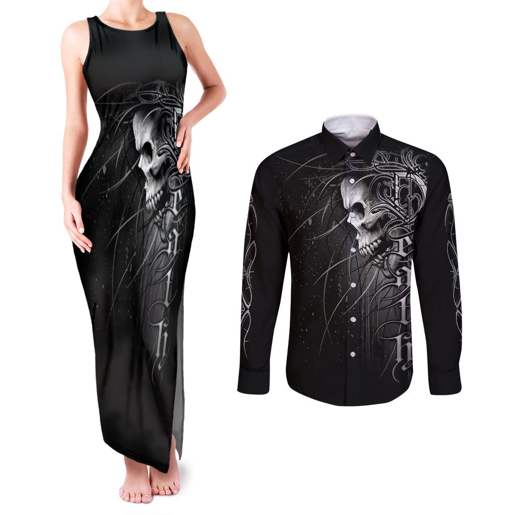 skull-couples-matching-tank-maxi-dress-and-long-sleeve-button-shirts-skull-death-forever