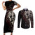 skull-couples-matching-short-sleeve-bodycon-dress-and-long-sleeve-button-shirts-silver-warrior-royal