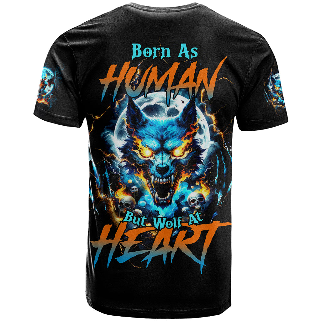 Wolf Skull T Shirt Born As Human But Wolft At Heart