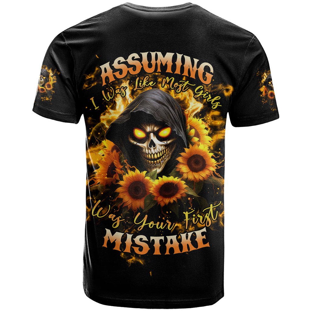Sunflower Skull T Shirt Assuming I Was Like Most Girls Was Your First Mistake