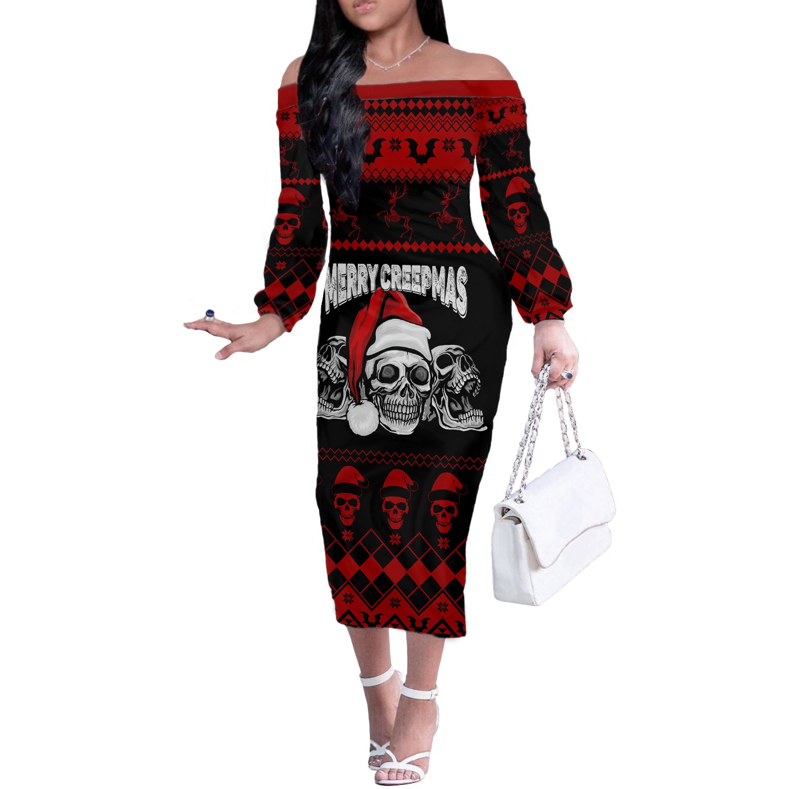 custom-christmas-off-the-shoulder-long-sleeve-dress-gothic-skull-creepmas