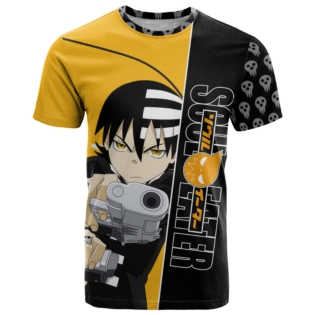 Death the Kid Soul Eater T Shirt Anime Art Mix With Skull Pattern Style