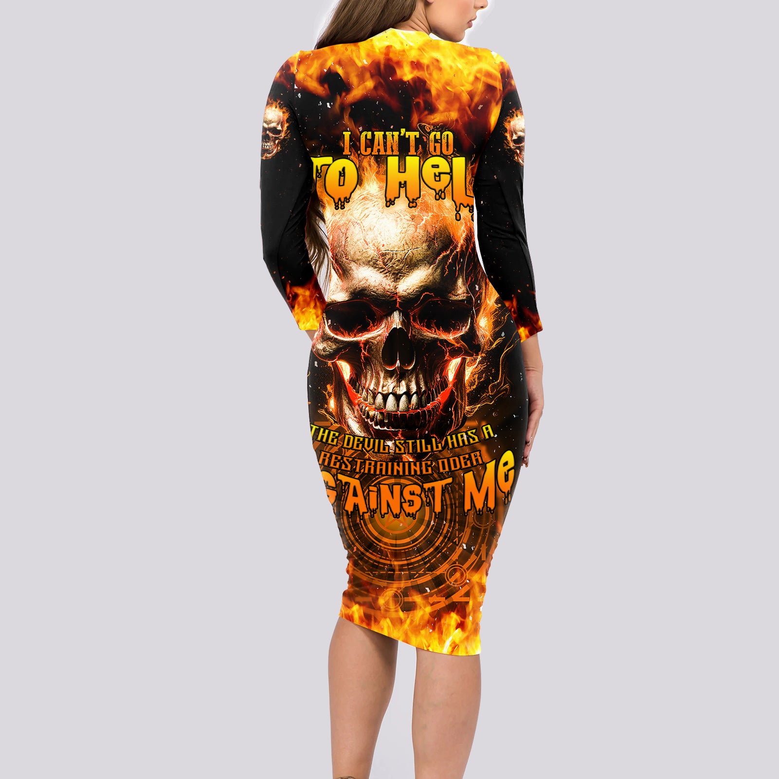 magic-fire-skull-long-sleeve-bodycon-dress-i-cant-go-to-hell-the-devil-still-has-a-rest-training-oder-against-me