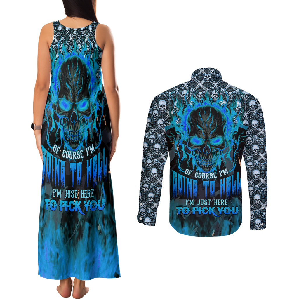 fire-skull-couples-matching-tank-maxi-dress-and-long-sleeve-button-shirts-of-course-im-going-to-hell-im-just-here-to-pick-you-up