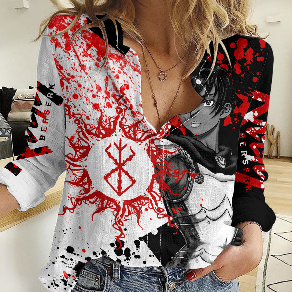 Casca Berserk Women Casual Shirt Grunge Blood Style