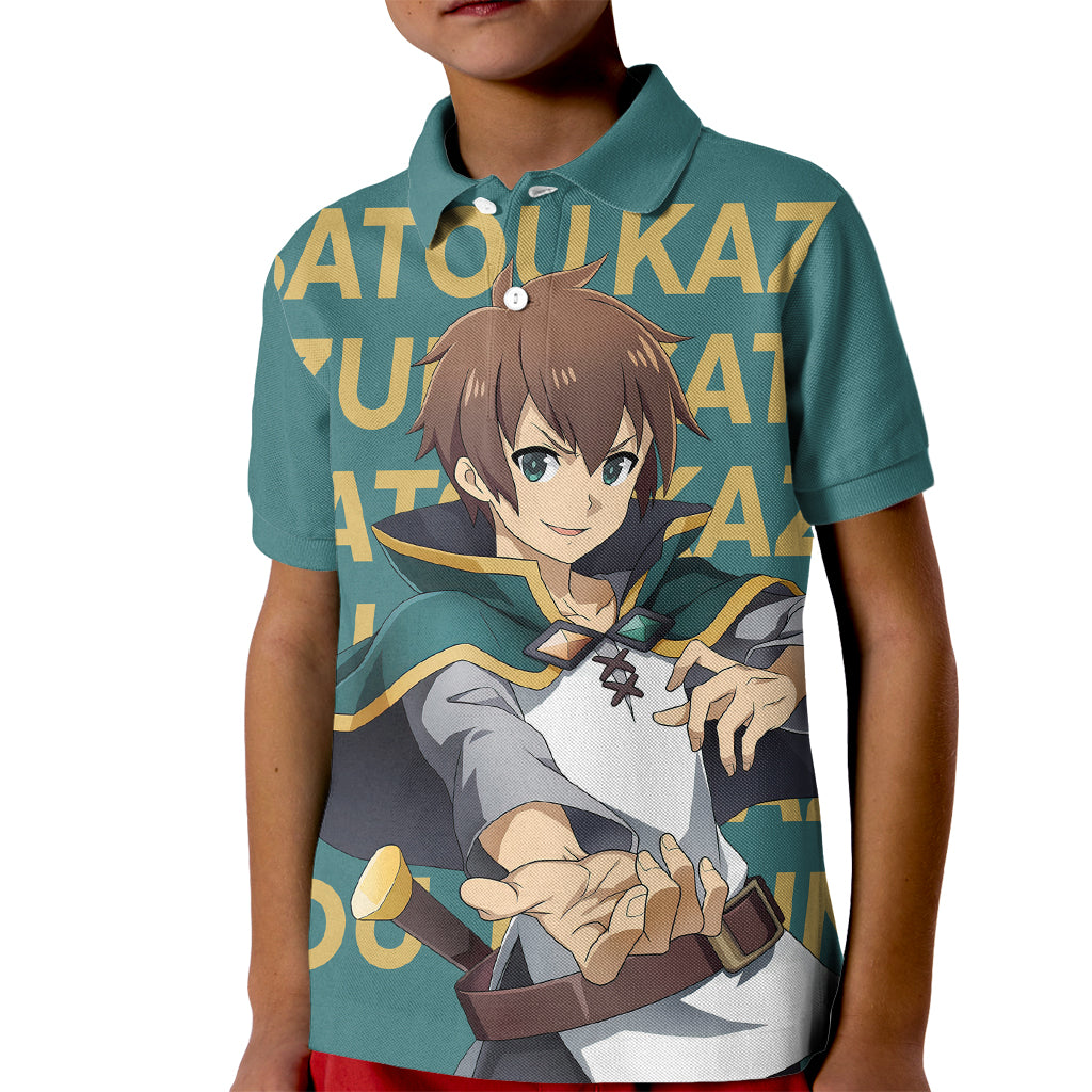 Kazuma Satou KonoSuba Kid Polo Shirt Anime Style