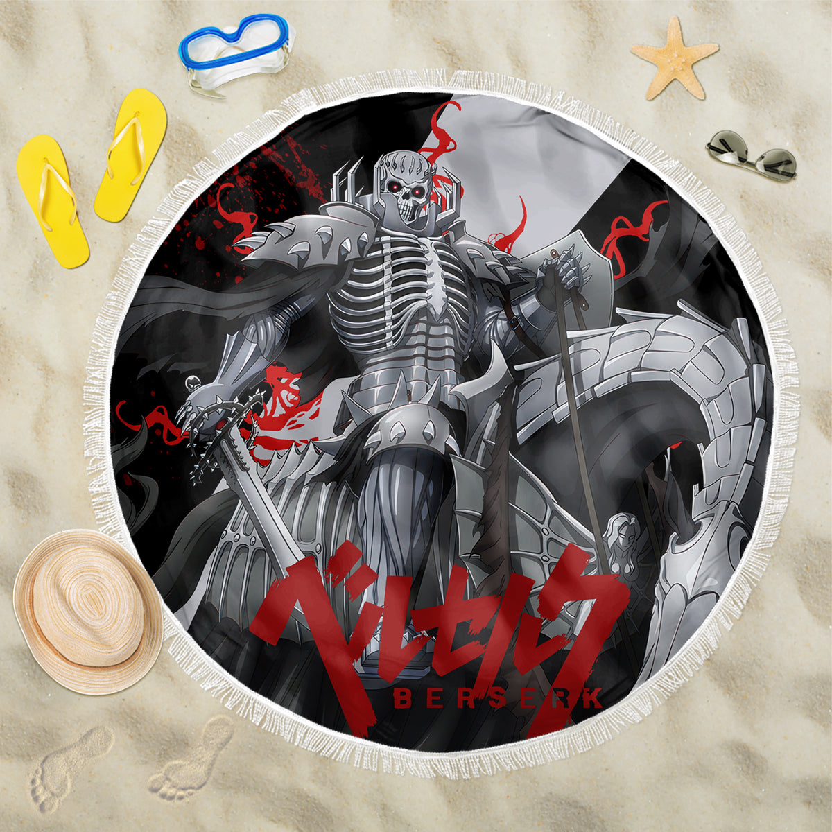The Skull Knight Berserk Beach Blanket Black Blood Style