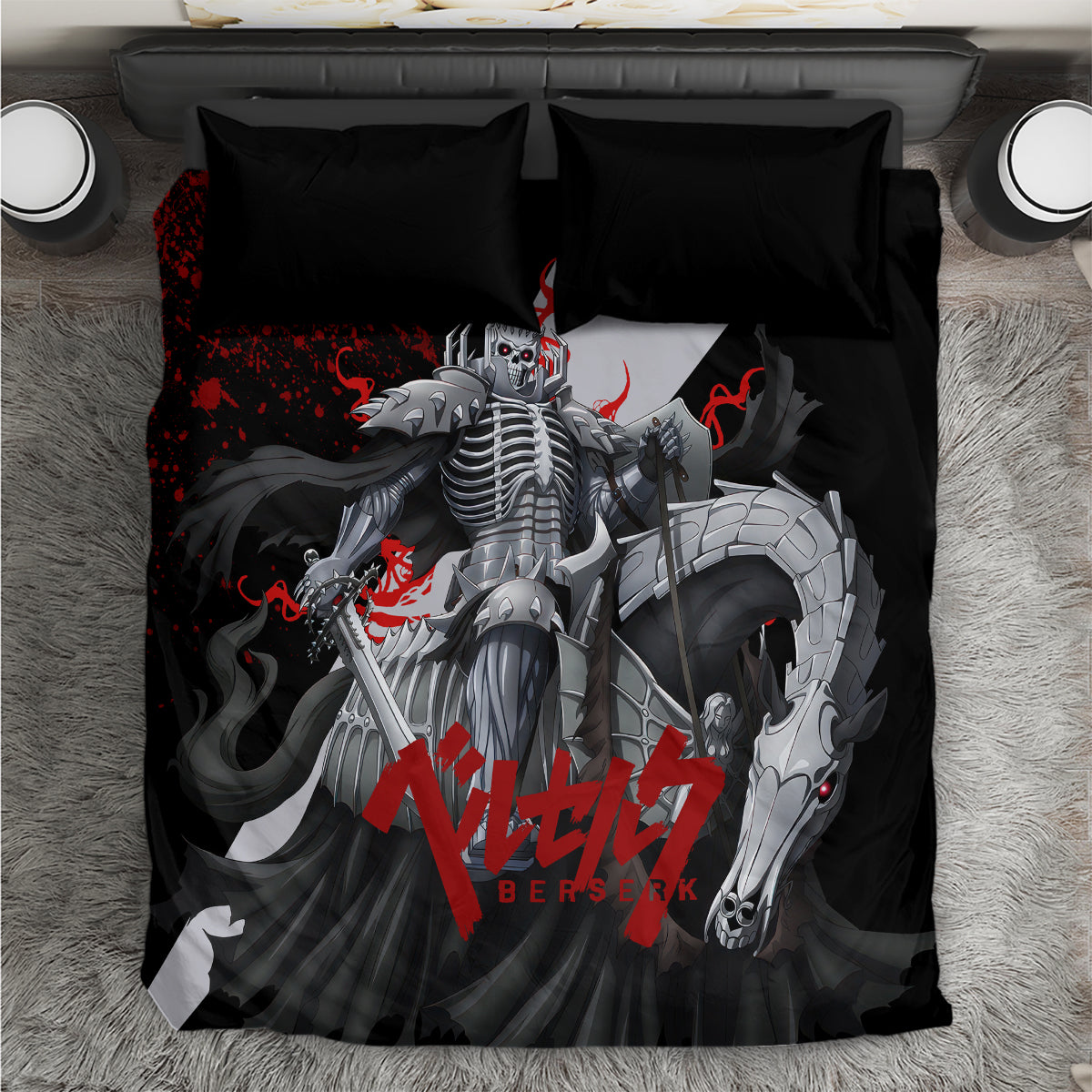 The Skull Knight Berserk Bedding Set Black Blood Style