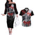 The Skull Knight Berserk Couples Matching Off The Shoulder Long Sleeve Dress and Hawaiian Shirt Black Blood Style