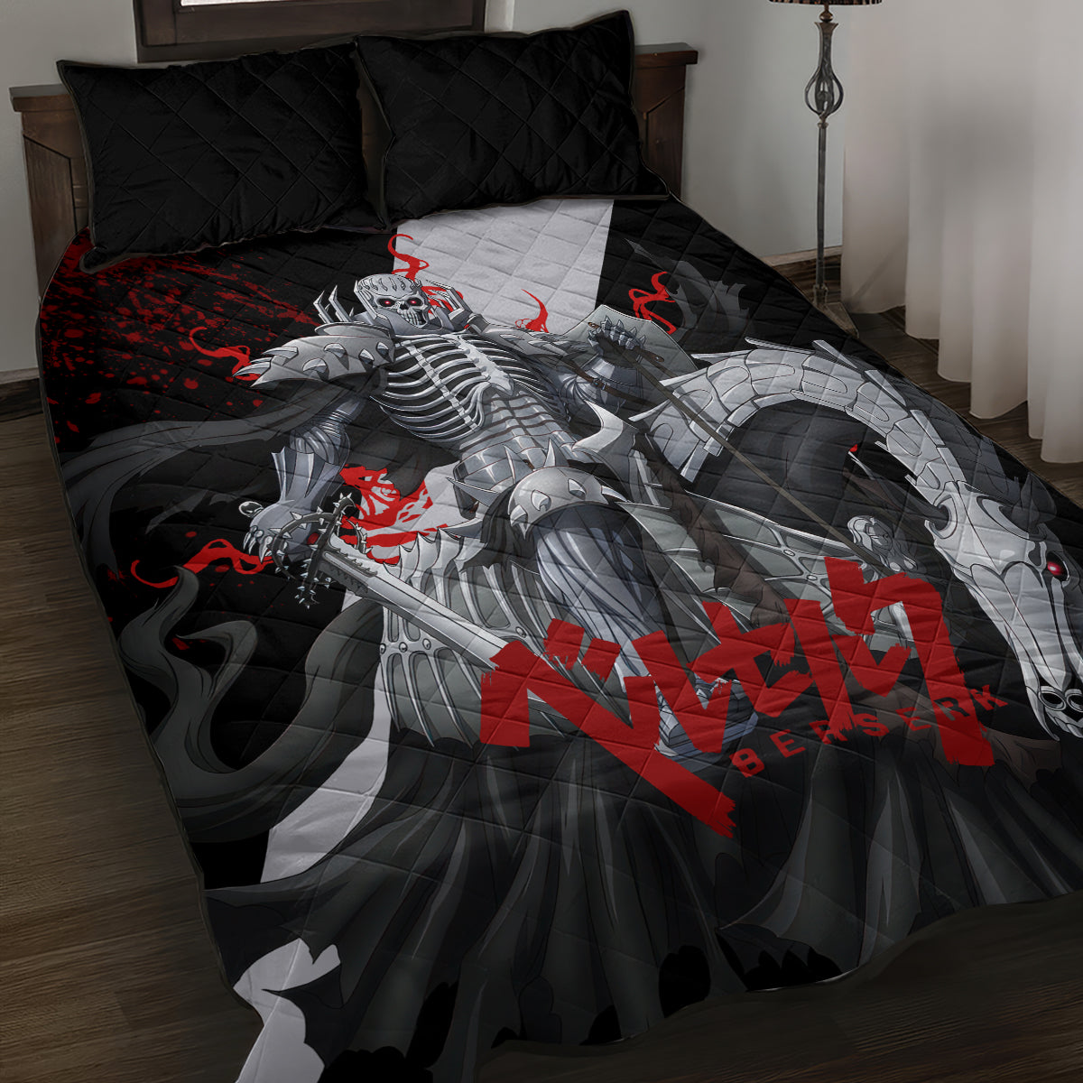 The Skull Knight Berserk Quilt Bed Set Black Blood Style
