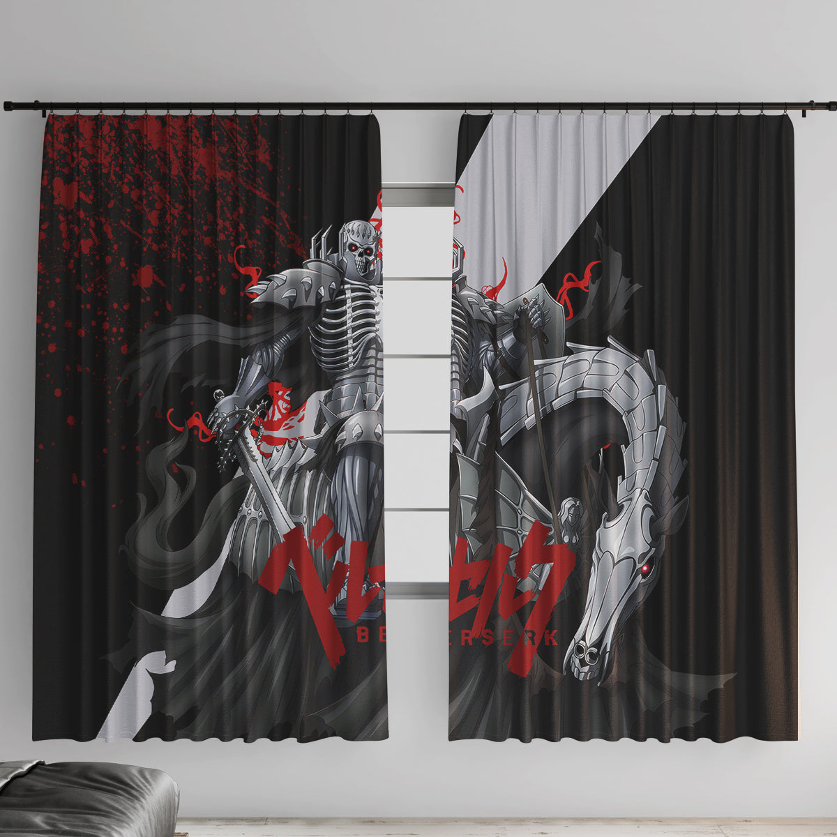 The Skull Knight Berserk Window Curtain Black Blood Style