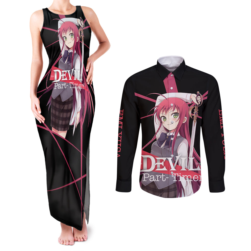Emi Yusa The Devil Part Timer Couples Matching Tank Maxi Dress and Long Sleeve Button Shirt Anime Style