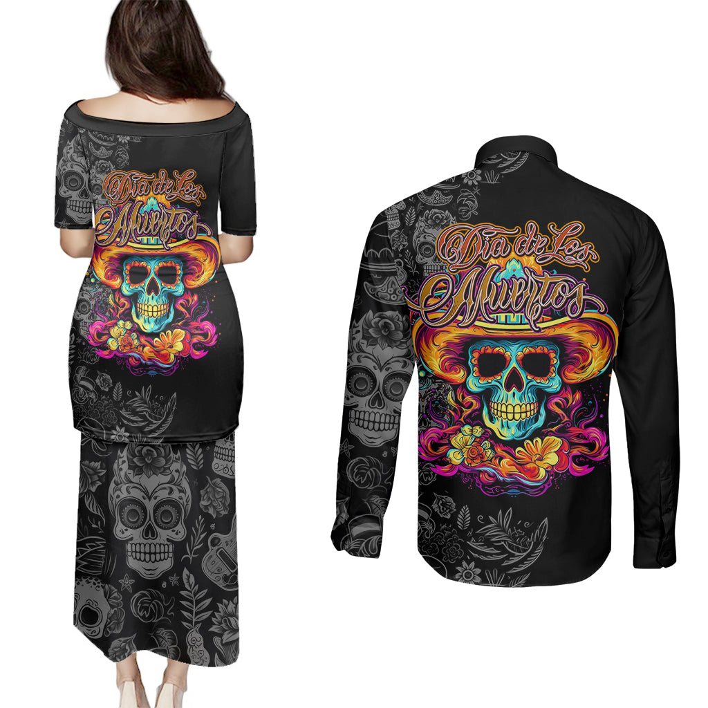 day-of-the-dead-sugar-skull-couples-matching-puletasi-dress-and-long-sleeve-button-shirts-dia-de-los-murtos