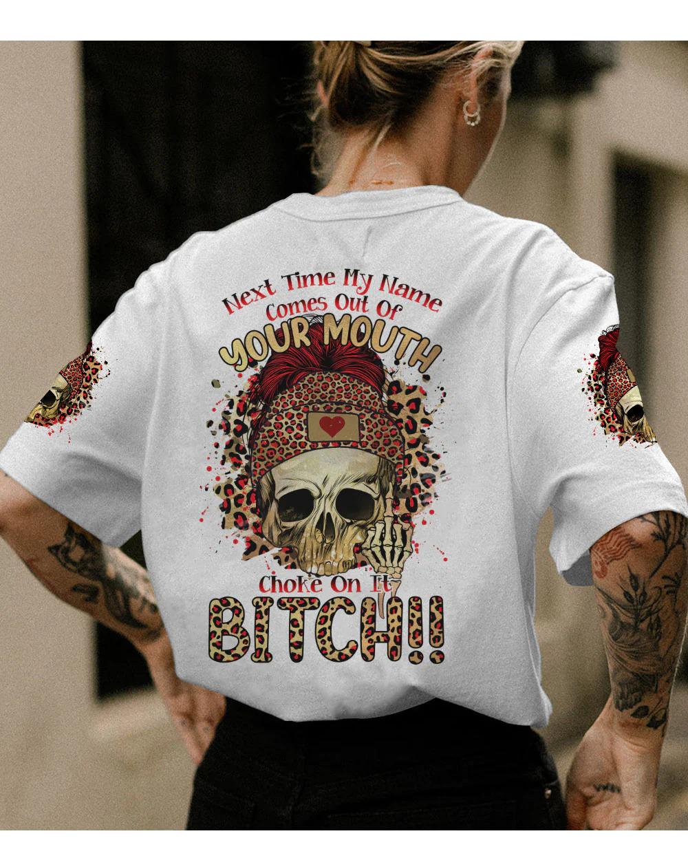 Next Time My Name Comes Out Of Your Mouth White Skull T Shirt