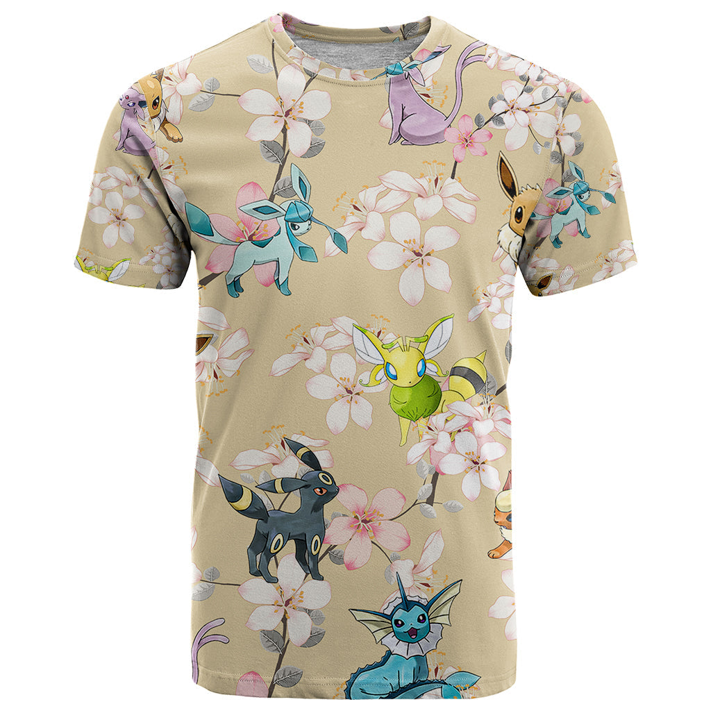 Pokemon Anime Eeveelutions T Shirt Cherry Blossoms Pattern TS07